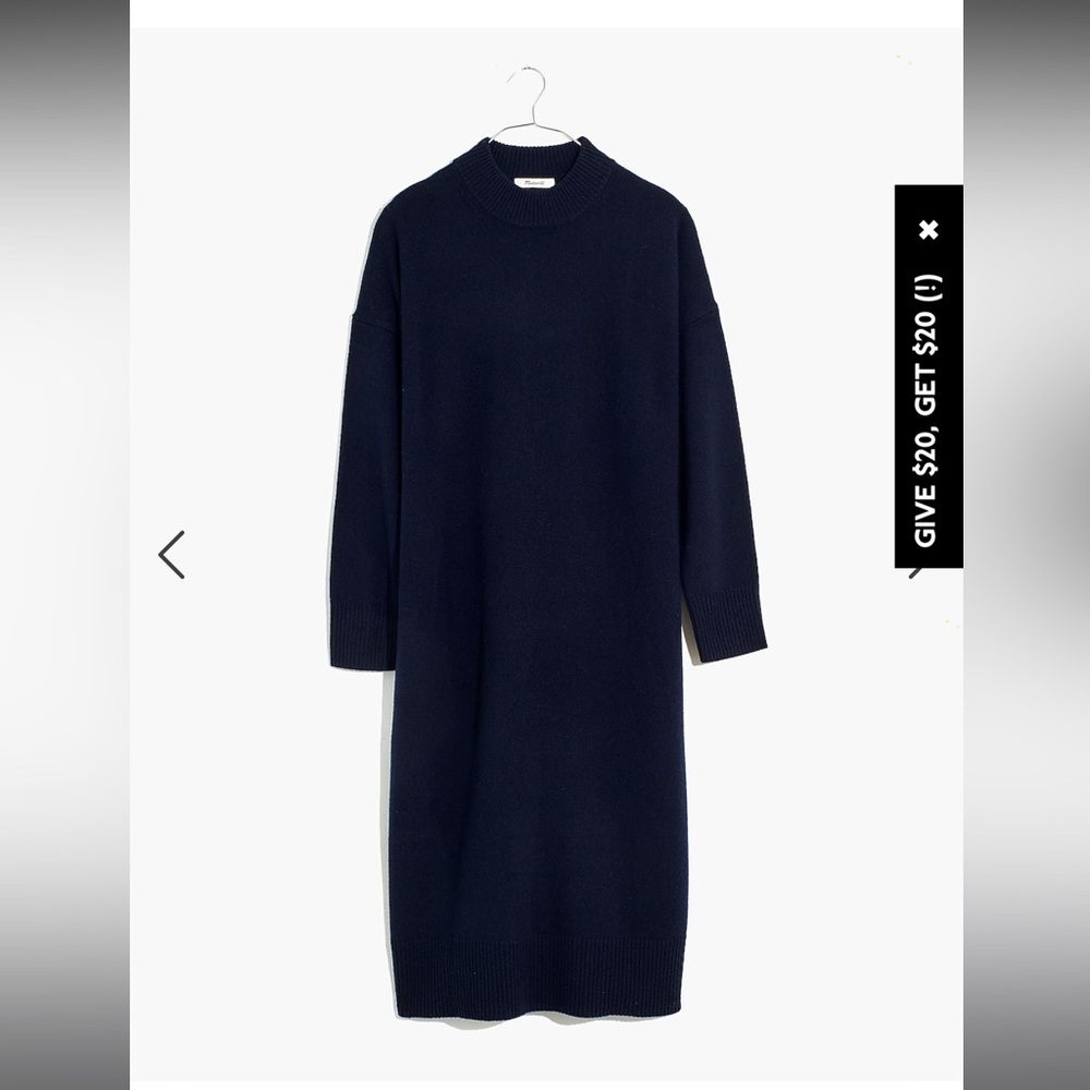 Madewell (Re)sourced Cashmere Mockneck Midi Sweater Dress (Size XS)